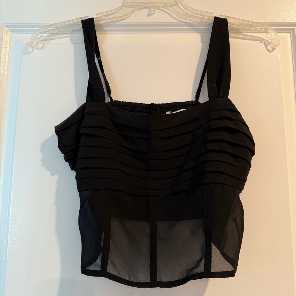 Black Ruffled Corset Crop Top